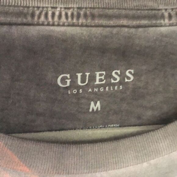 GUESS Los Angeles Distressed tie-dyed Sage green men's T-shirt M￼ - Picture 2 of 4